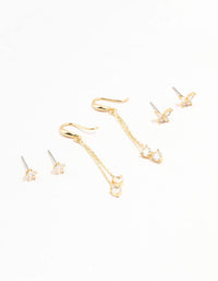 Gold Plated Butterfly Drop Earrings 3-Pack - link has visual effect only