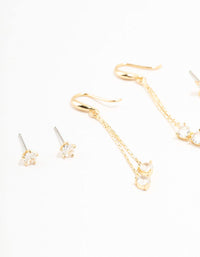 Gold Plated Butterfly Drop Earrings 3-Pack - link has visual effect only