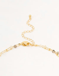 Gold Plated Station Semi Precious Shards And Ball Layered Necklace - link has visual effect only