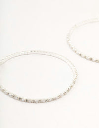 Silver Plated Alternating Mini Cubic Zirconia & Pearl Bracelets 2-Pack - link has visual effect only