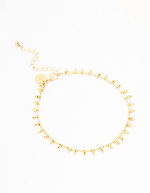Gold Plated Bohemian Ball Drop Anklet