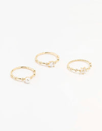 Gold Plated Bamboo Pearl Rings 3-Pack - link has visual effect only