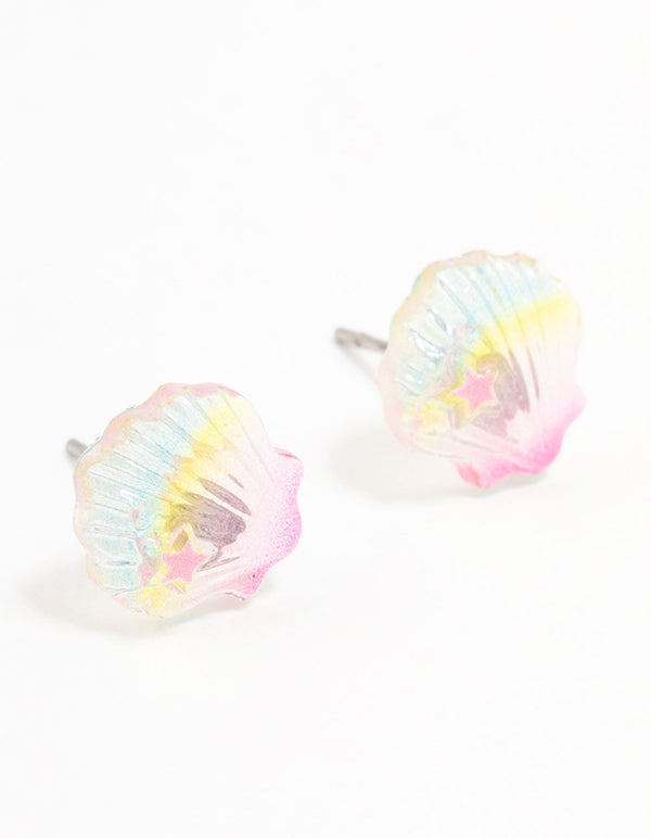 Plastic Star Shell Stud Earrings