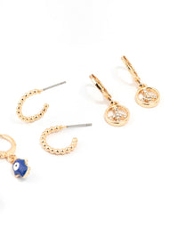 Gold Evil Eye Earrings 4-Pack - link has visual effect only