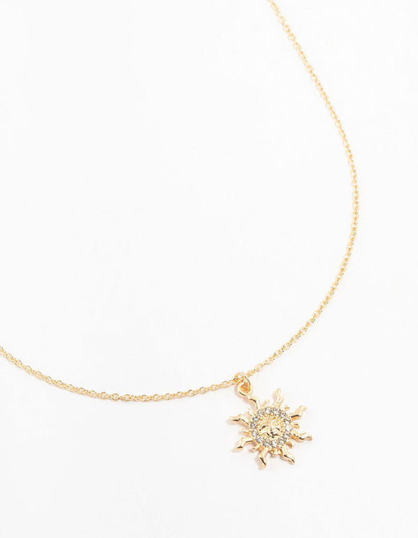 Gold Diamante Sun Necklace