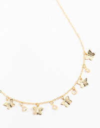 Gold Diamante Butterfly Droplet Necklace - link has visual effect only