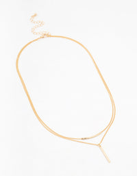 Gold Double Chain Bar Necklace - link has visual effect only