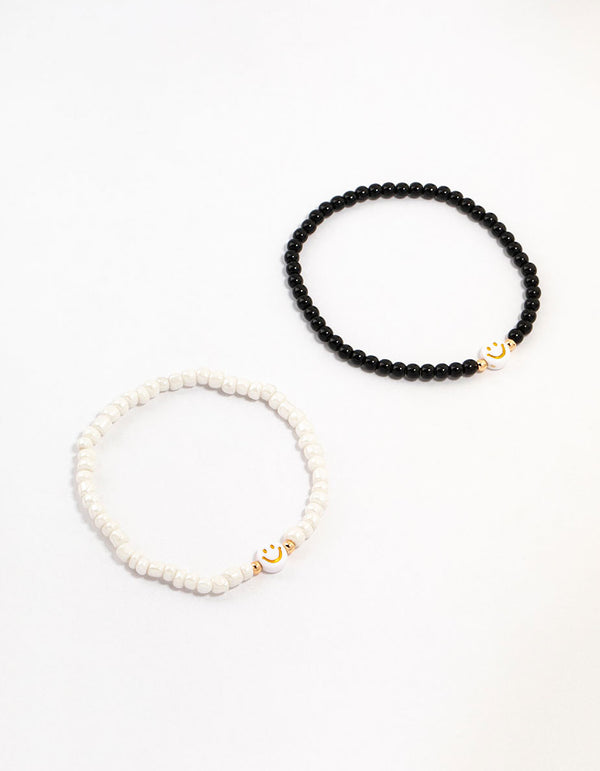 Beaded Smiley Face Bracelets 2-Pack