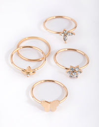 Gold Butterfly & Garden Rings 4-Pack - link has visual effect only