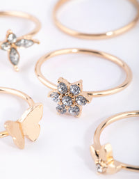 Gold Butterfly & Garden Rings 4-Pack - link has visual effect only