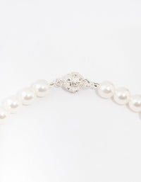 Rhodium Diamante Pearl Necklace - link has visual effect only