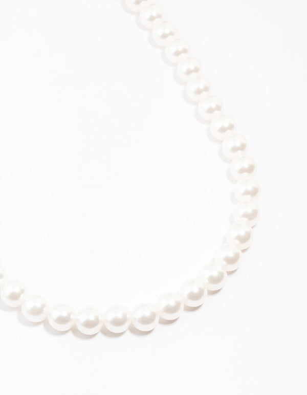 Rhodium Diamante Pearl Necklace