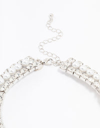 Rhodium Diamond & Pearl Necklace - link has visual effect only