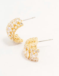 Gold Plated Marquise Crescent Strap Hoop Earrings - link has visual effect only