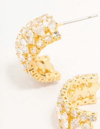 Gold Plated Marquise Crescent Strap Hoop Earrings - link has visual effect only