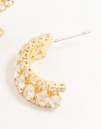 Gold Plated Marquise Crescent Strap Hoop Earrings - link has visual effect only