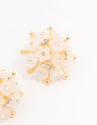 Gold Plated Mini Flower Dome Stud Earrings - link has visual effect only