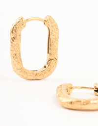 Gold Plated Surgical Steel Organic Square Oval Hoop Earrings - link has visual effect only