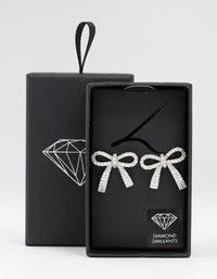 Rhodium Cubic Zirconia Bow Stud Earrings - link has visual effect only