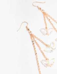 Rose Gold 3 Row Plastic Butterfly Drop Earrings - link has visual effect only