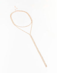 Rose Gold Diamante Lariat Necklace - link has visual effect only