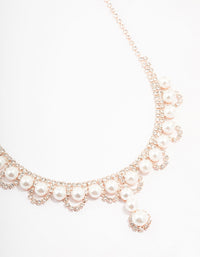 Rose Gold Pearl & Diamante Necklace - link has visual effect only