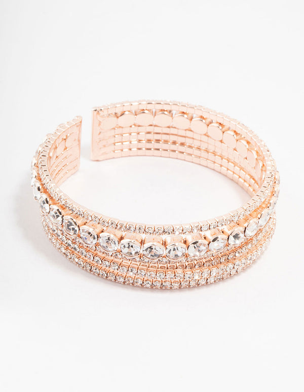 Rose Gold Diamante Layered Bracelet