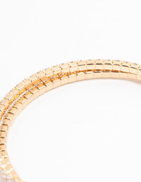 Gold Double Pointed Cubic Zirconia Bangle Bracelet - link has visual effect only