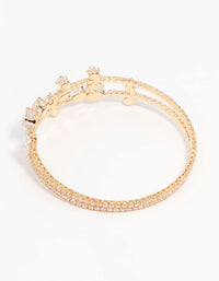 Cubic Zirconia Gold Leaf Bangle Bracelet - link has visual effect only