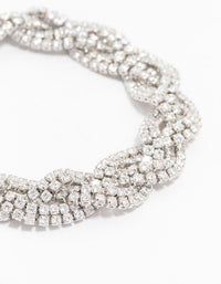 Rhodium Braided Cubic Zirconia Bling Bracelet - link has visual effect only