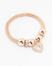 Rose Gold Heart Charm Mesh Bracelet - link has visual effect only