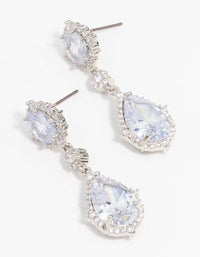 Rhodium Cubic Zirconia  Drop Earrings - link has visual effect only