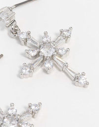 Rhodium Cubic Zirconia Cross Drop Earrings - link has visual effect only