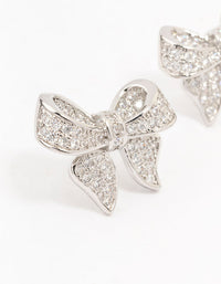 Silver Cubic Zirconia Small Bow Stud Earrings - link has visual effect only