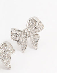 Silver Cubic Zirconia Small Bow Stud Earrings - link has visual effect only