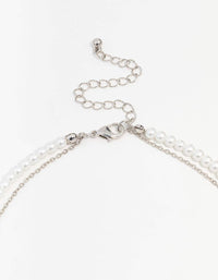 Rhodium Cubic Zirconia Pearl Double Choker - link has visual effect only