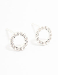 Sterling Silver Cubic Zirconia Circle Stud Earrings - link has visual effect only