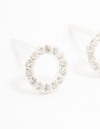 Sterling Silver Cubic Zirconia Circle Stud Earrings - link has visual effect only