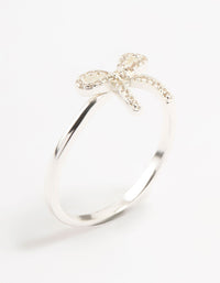 Sterling Silver Cubic Zirconia Bow Ring - link has visual effect only