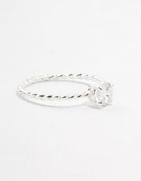 Sterling Silver Cubic Zirconia Twist Engagement Ring - link has visual effect only