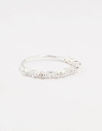 Sterling Silver Cubic Zirconia Alternating  Marquise Round Ring - link has visual effect only