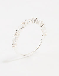 Sterling Silver Cubic Zirconia Alternating  Marquise Round Ring - link has visual effect only