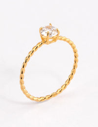 Gold Plated Sterling Silver Cubic Zirconia Twist Engagement Ring - link has visual effect only