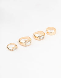 Gold Mixed Shaped Statement Rings 4-Pack - link has visual effect only