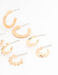 Gold Spike Huggie Earrings 6-Pack - link has visual effect only