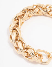 Gold Braided Chain Bracelet - link has visual effect only