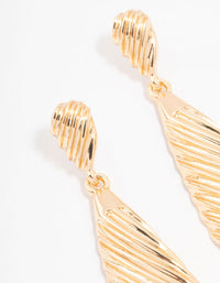 Gold Ribbed Teardrop Earrings - link has visual effect only