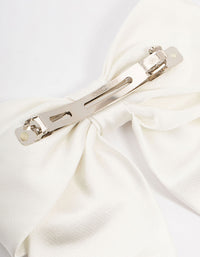 Large White Double Draped Fabric Bow Clip - link has visual effect only