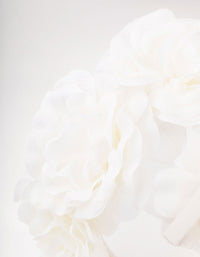 White Oversized Fabric Flowers Headband - link has visual effect only