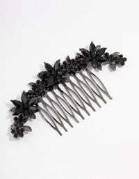 Black Coated Simple Diamante Flower Hair Comb - link has visual effect only